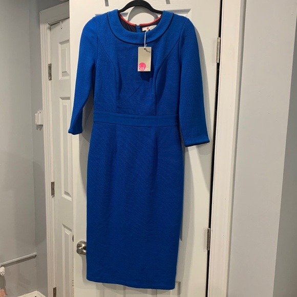 NWT Boden Mia Ottoman Textured Blue Dress Size 6L - Picture 3 of 4